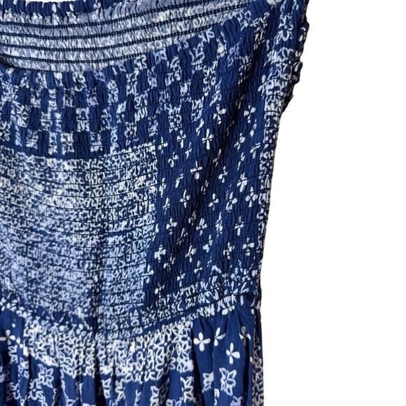 Hollister Strapless Dress Boho Bandana Maxi Smocked Patchwork Slits M - Picture 5 of 7